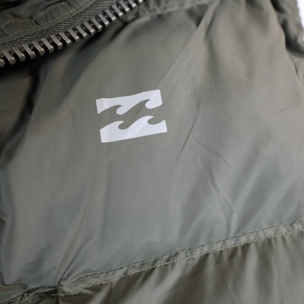 Billabong Y2K Chunky Puffer Hooded Green Vest Fleece Lined Heavyweight Dbl Zip L - Picture 2 of 12